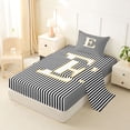 thumbnail image 2 of Erosebridal Modern Monogrammed E Twin Sheet Sets, Black Lines Bedding, Kids Girls, 3pcs, 2 of 5