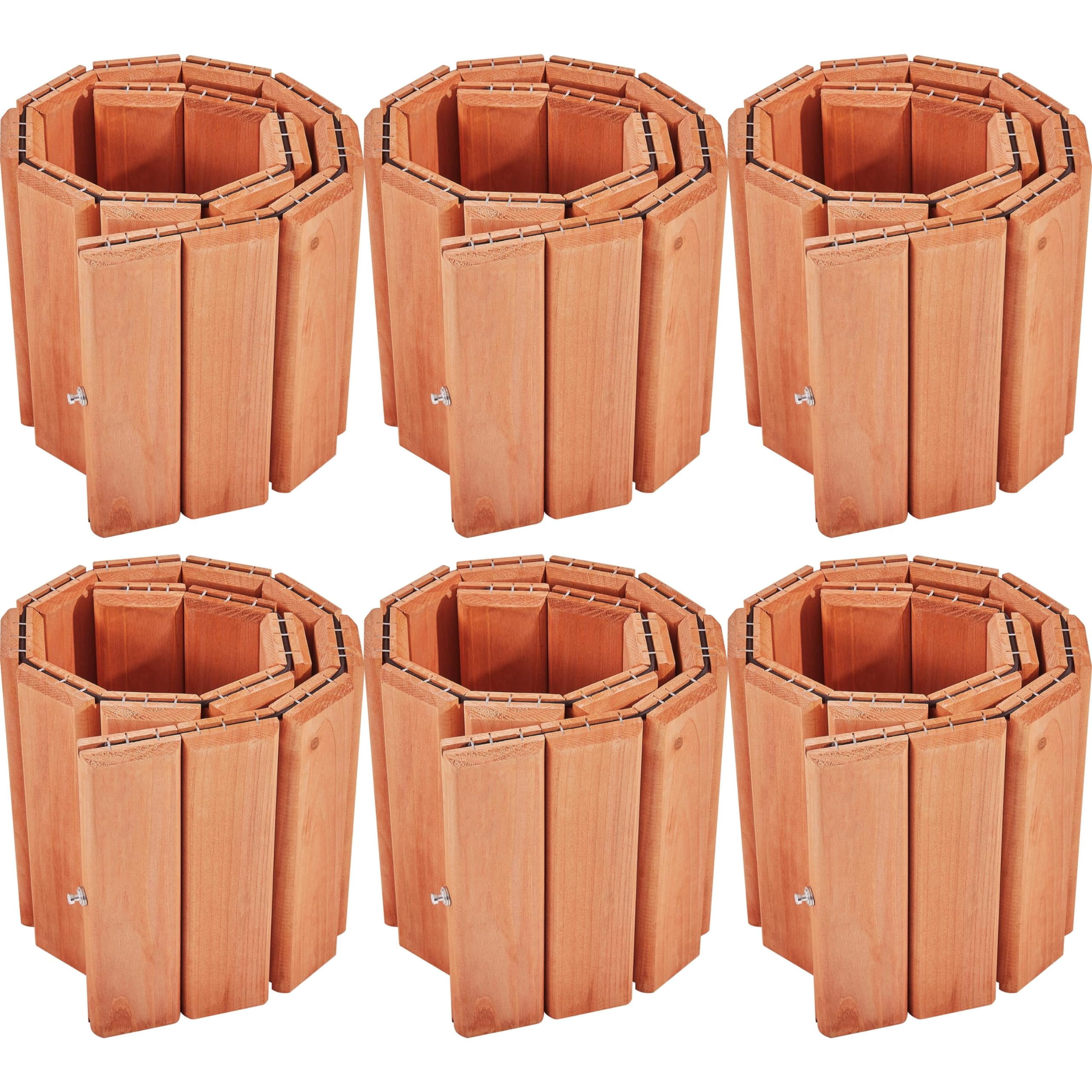 Garden edging border, landscape fence easy to install, durable planter fencing for yard flower bed lawns pathway tree circle, natural wood color, brown