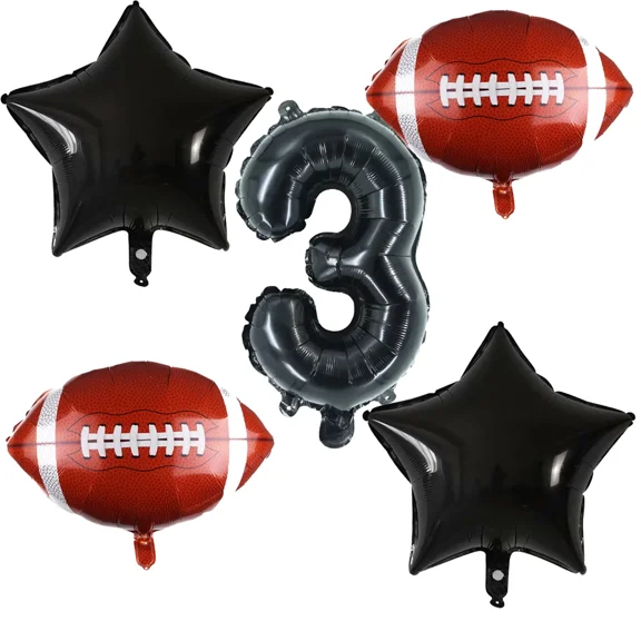 Number 3 Football Party Balloons Black Red 3Rd Birthday Balloons