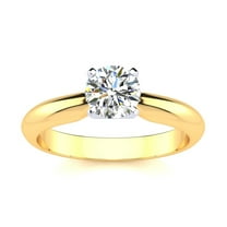 SuperJeweler 3/4 Carat Moissanite Solitaire Engagement Ring in 14 Karat Yellow Gold