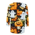 thumbnail image 4 of Womens Halloween Funny T-Shirts Casual Loose Fit Pumpkin Cat Printed 3/4 Sleeve Crew Neck Pullover Tunic Tops, 4 of 4