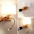 thumbnail image 4 of Wooden wall lamp with switch, flexible 3W LED wall lamp Warm white reading lamp, night light, bedside lamp, white glass shade, wall spot for hotel, office, bedroom, 4 of 5