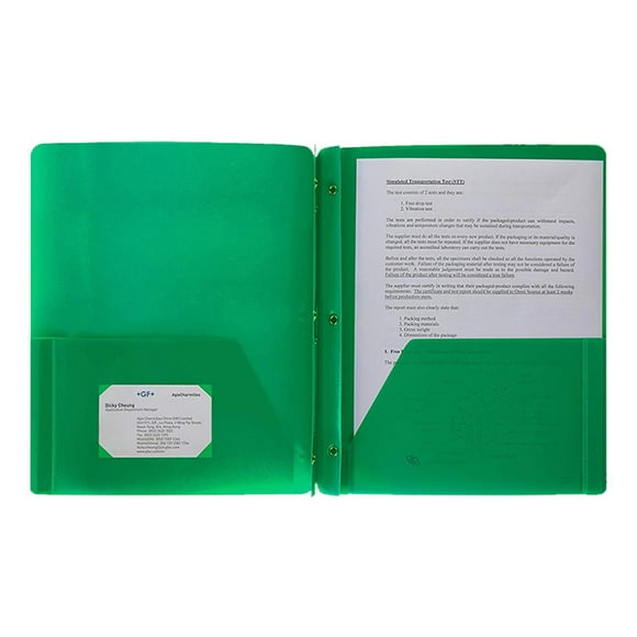 ZTTD Chemises à 2 Pochettes avec Attaches (1 Paquet, Vert), Chemises en Papier avec 2 Pochettes et 3 Attaches pour Papier Format Lettre, Chemises avec Attaches pour Bureau Maison Affaires (Type5-Vert)