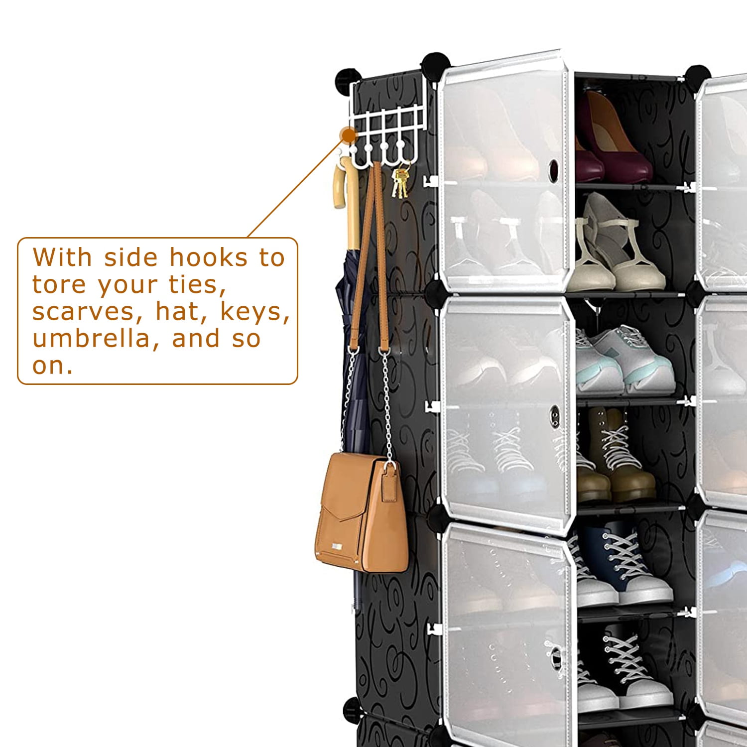UDEAR Shoe Rack Free Standing Portable Shoes Storage Organizer Black