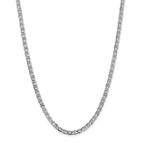 14k White Gold 20in 4.4mm Concave Anchor Chain Necklace by Jewelrypot