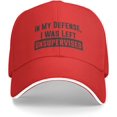 thumbnail image 1 of in My Defense I was Left for Unsupervised Baseball Cap Gavin Funny Trucker Hat Fun Snapback Black, 1 of 8
