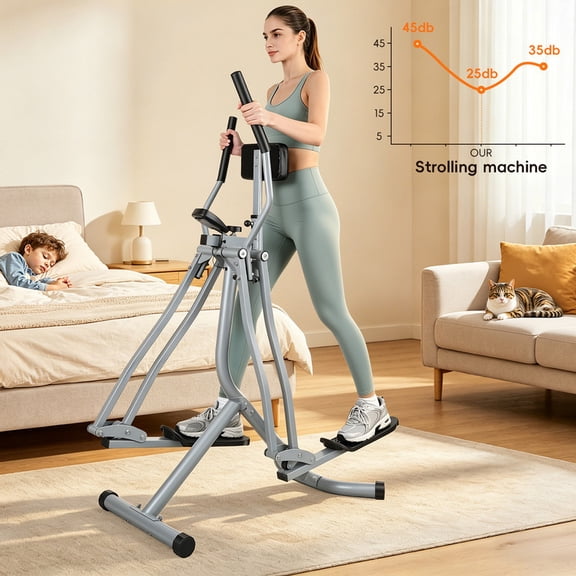 Air Walker Elliptical Glider Exercise Machine with LCD Monitor, Foldable and Compact Design, Exercise Machine for Full-Body Low-Impact Exercise, Ideal for Home Gym