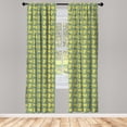 thumbnail image 3 of Ambesonne Fashion Curtains, Birds with Triangles Art, Pair of 28"x63", Mustard Pale Reseda Green, 3 of 5