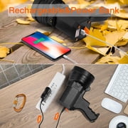 Rechargeable Spotlight, 1000,000 -Lumen Spot Lights Hand held Large Flashlight Handheld Spotlight Lightweight and Super Bright Flashlight (Aluminium_Alloy Black)