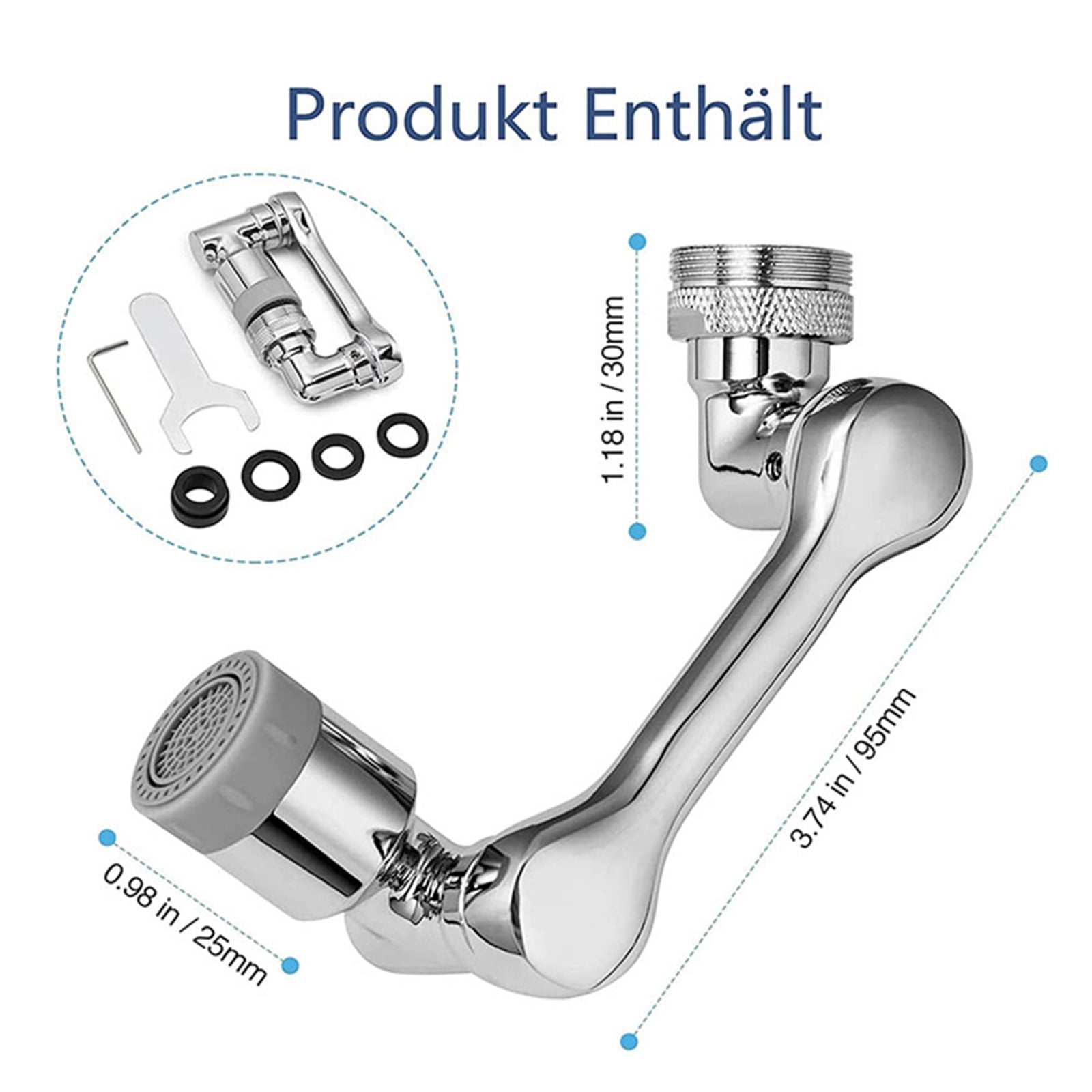 Universal 1080° Swivel Extender Faucet Aerator Splash Resistant Filter Kitchen Washbasin Faucet Aerator Nozzle Faucet Robot Arm ,Easy to Operate
