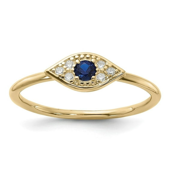 Auriga Fine Jewelry 925 Sterling Silver Gold-tone Synthetic Blue Spinel CZ Evil Eye Ring for Women Size 6