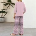thumbnail image 6 of 2 Piece Lounge Set Women Vacation Dressy Outfits 3/4 Sleeve V Neck T Shirt & Wide Leg Pants Sets Cozy Cruise Clothes, 6 of 6