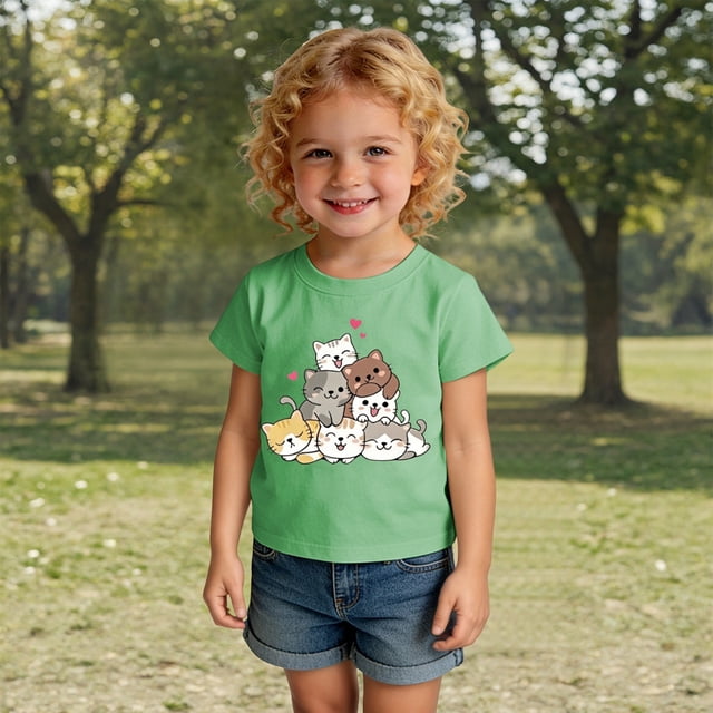 Chandails pour Filles T-Shirts Graphiques à Col Rond pour Filles Chandails d'Été pour Filles Chandails 2T pour Filles