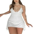 thumbnail image 1 of PENGXIANG Femmes Sexy Coupe Basse Tache Mini Robe en Satin Sans Manches Spaghetti Robe de Soirée Soyeuse Robe de Cocktail Club, 1 of 7