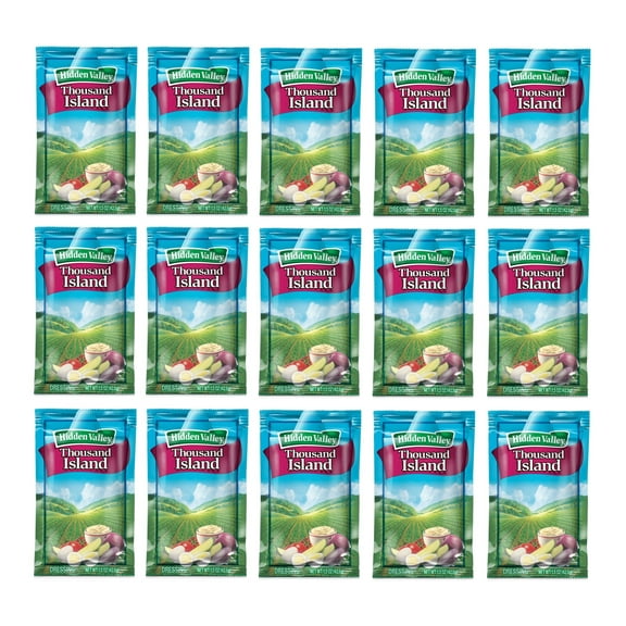 Hidden Valley Original Portion Control Salad Dressing Packets 1.5 oz. | Kosher | (Pack of 15, Thousand Island)