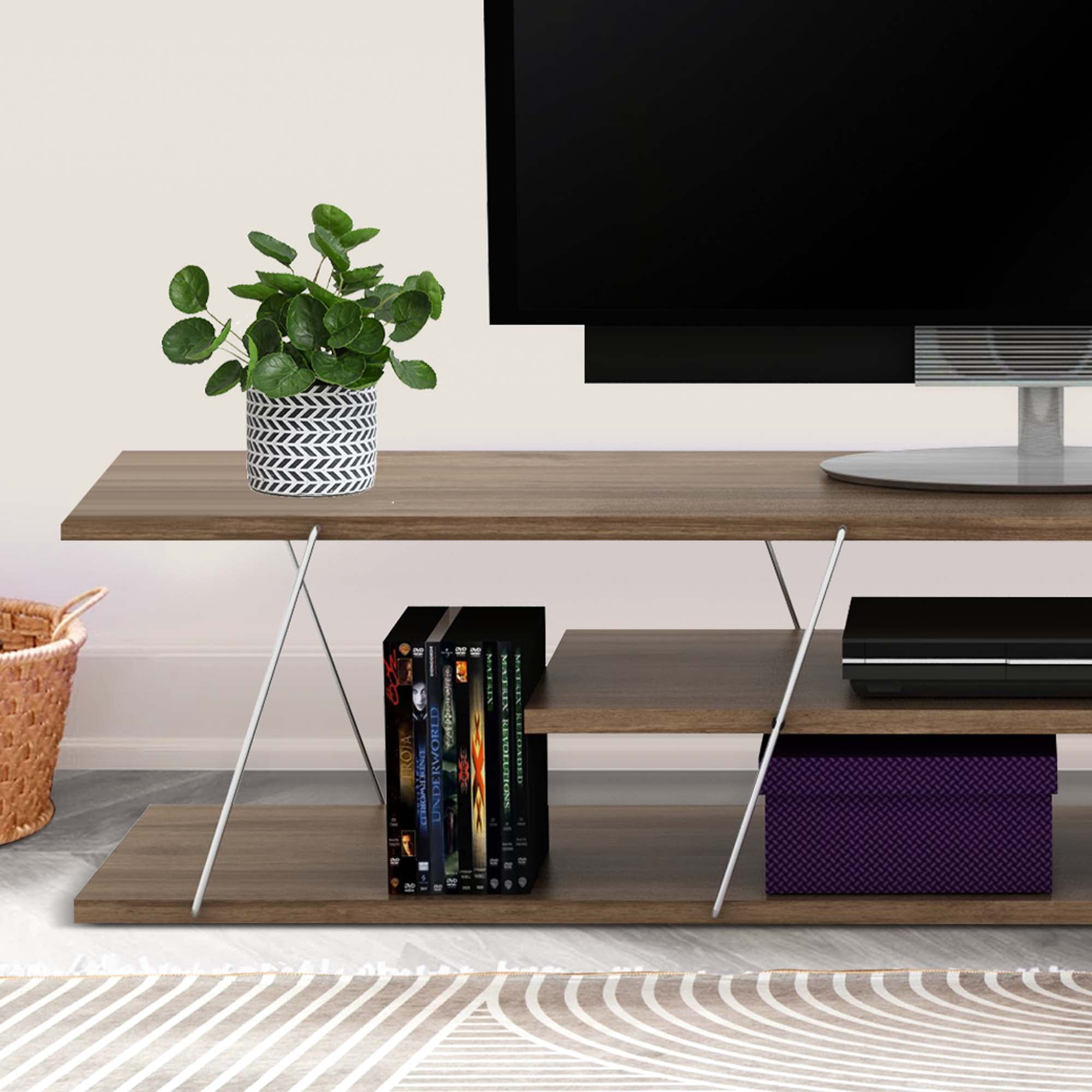 Aukfa Mid-Century Modern TV Stand for TVs up to 60" - Entertainment Center for Living Room - Storage