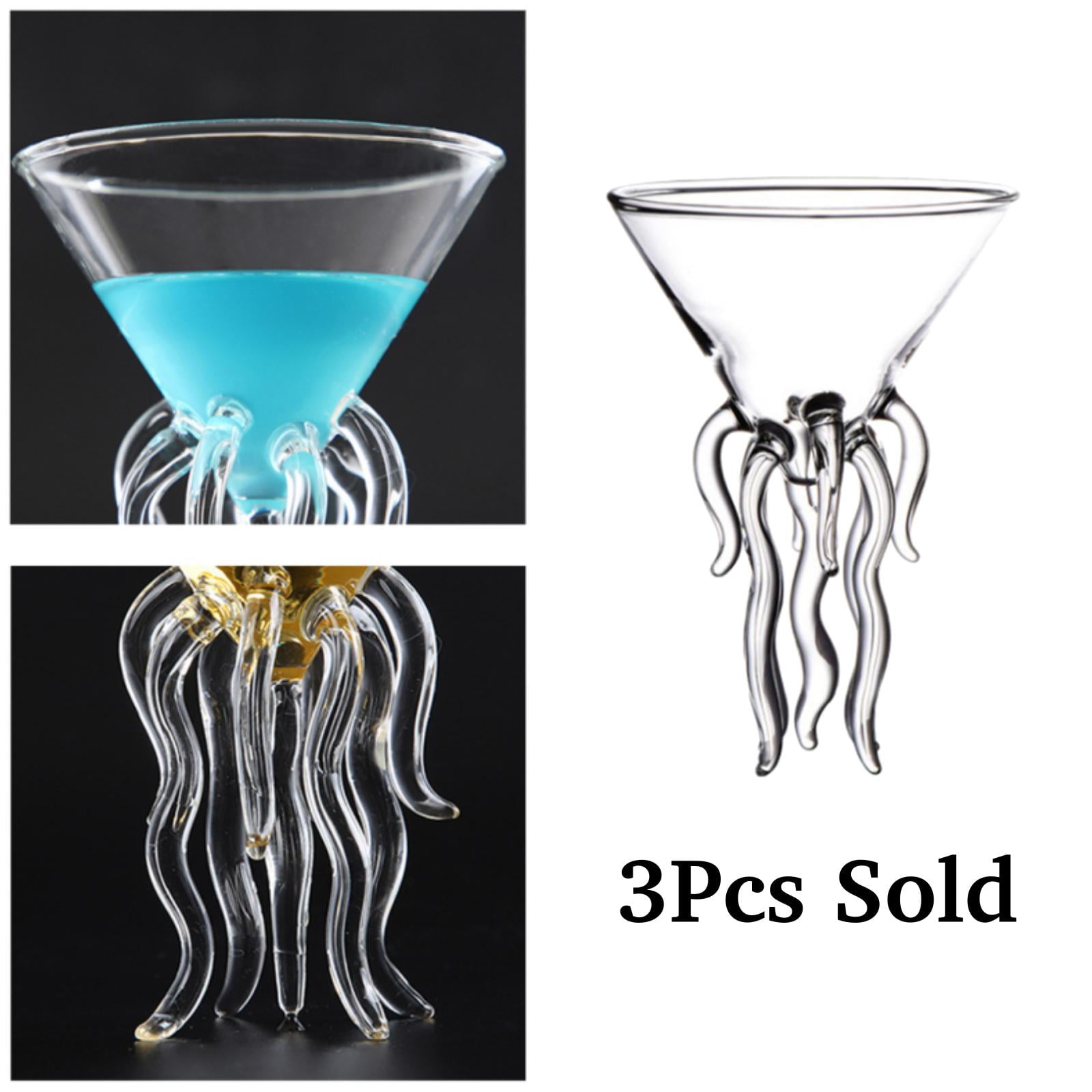 Octopus Martini Glass Creative Cocktail Drinkware Bar Goblet Tools 2 Transparent 