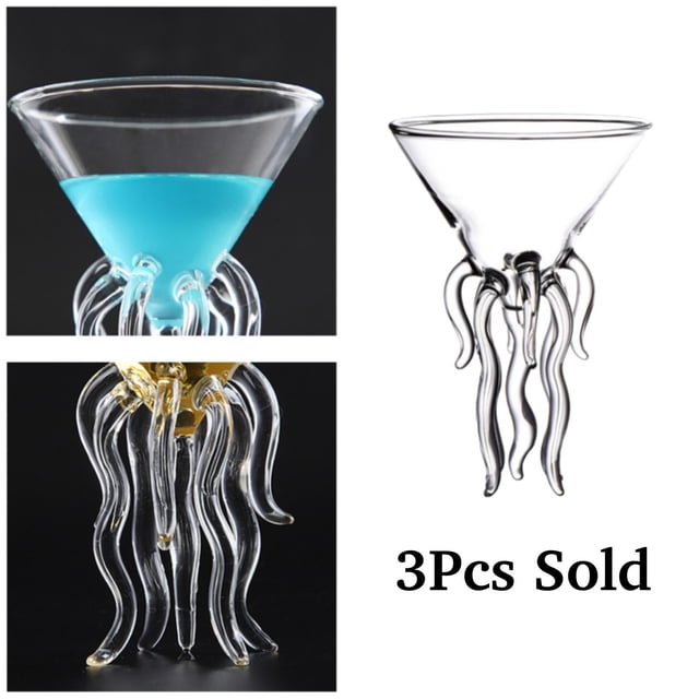 3x Creativo Martini Glass Juice Glass Medusa Glass Cup Bar Cáliz Herramientas Cóctel Drinkware Bar Boda Cocina Playa perfecl Copa de cóctel