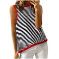 thumbnail image 2 of Women's Summer Striped Color Block Tank Top Sleeveless Shirt Blouse Loose Fit Casual Breathable Beach Vacation Fashion | CSEONE,Black L, 2 of 7