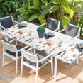 thumbnail image 2 of Blue Yellow Flowers Table Cloths for 8 Foot Rectangle Tables, Spring Summer Garden Wildflowers Patio Waterproof Elastic Fitted Tablecloths, Washable Rectangular Table Cover for Camping, 2 of 8