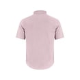 thumbnail image 3 of Linen Shirt for Men Short Sleeve Casual Button Up Top Breathable Summer Loose Fit Tunic Tee Beach Vacation Travel Out Wear Pink S, 3 of 4