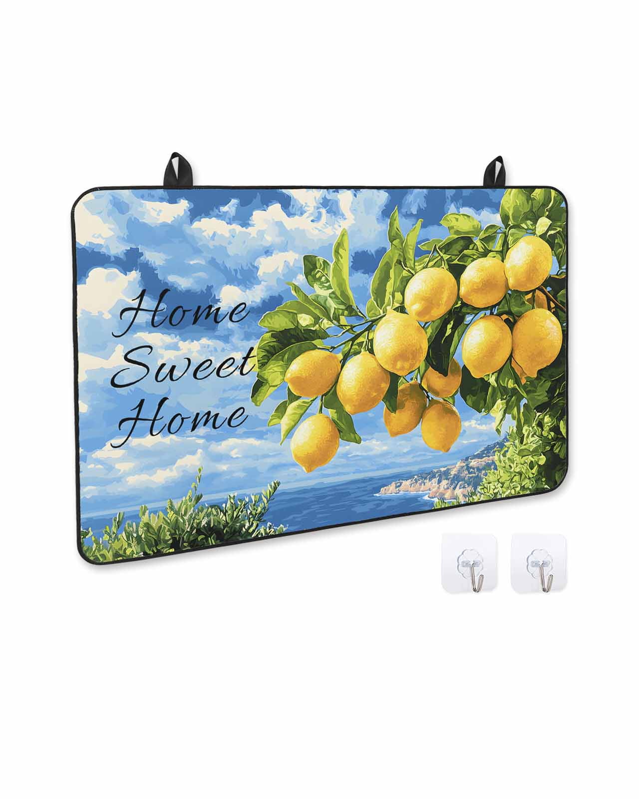 nqOlkjepod Large Induction Cooktop Protector Mat 24"x21", Lemon Coastal Stove Top Covers for Electric Stove, Summer Fruit Botanical Beach Ocean Stove Burner Cover Mats, Glass Top Stove Cover