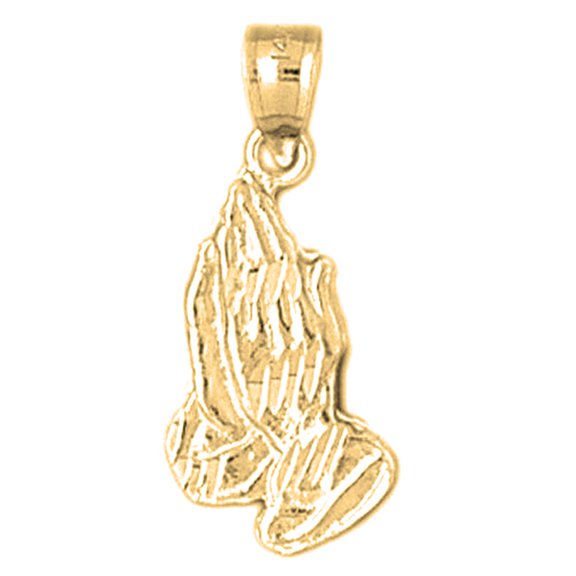 18K Yellow Gold Praying Hands Pendant - 26 mm