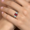 thumbnail image 4 of Gem Stone King 925 Silver and 10K Yellow Gold Ruby Red Mystic Quartz and Blue Zircon and Lab Grown Diamond Engagement Ring for Women | 3.16 Cttw | Oval 9X7MM | Birthstone | Size 7, 4 of 6