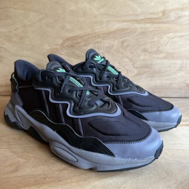 Adi-das Ozweego Size 13 Core Black Charcoal Solid Grey Green Athletic Sneakers