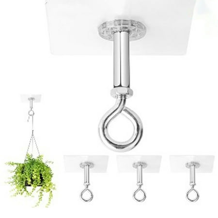 

Heajfvd 4Pcs Traceless Hooks Rustproof Corrosion Resistant No Drilling Required Strong Adhesion Easy to Install Strong Load-bearing Ceiling Hooks