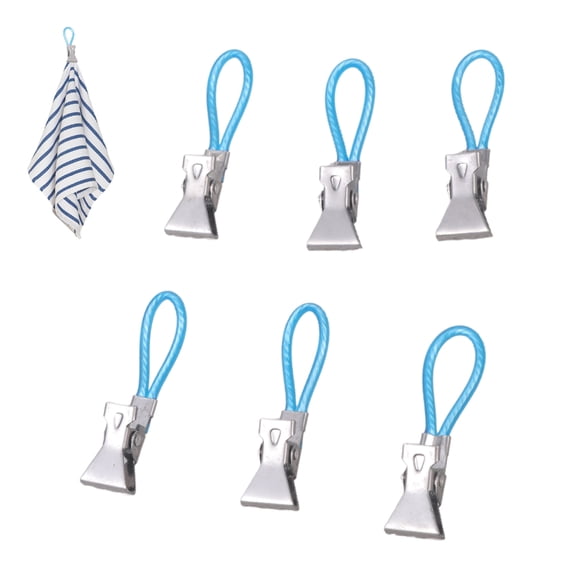 WINDLAND 6Pcs Hanging Towel Clip Metal Steel Hand Towel Hangers Portable Teas Towel Holder Clip for Kitchen Bathroom Camping