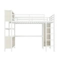 thumbnail image 3 of Harper & Bright Designs Queen Size Metal Loft Bed with Wardrobe And L-shaped Desk, Heavy-duty Loft Bed with Storage Cubes and Shelves, White Wood-grain, 3 of 10
