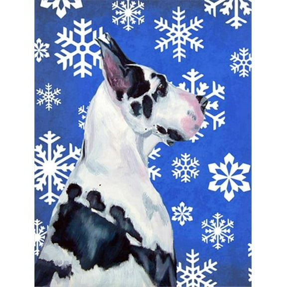 11 x 15 in. Great Dane Winter Snowflakes Holiday Garden Size Flag