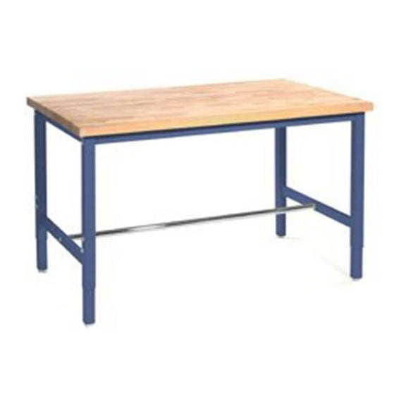 60 x 30 in. Production Workbench - Maple Butcher Block Safety Edge - Blue