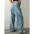 thumbnail image 5 of Women's Wide Leg Boyfriend Jeans Wide Straight Leg Denim Pants Low Rise Baggy Jeans Casual Loose Jeans, 5 of 7
