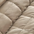 thumbnail image 4 of EVERGRACE Pearl Velvet Quilt Set Full Queen Size, Luxurious Soft Velvet Comforter, Lightweight Oversized Bedspread Coverlet, Box Stitch Quilted Bedding Sets for All Season, with 2 Shams, Natural, 4 of 8