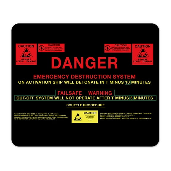 Nostromo Emergency Destruct Panel 1/4" Thick Mousepad