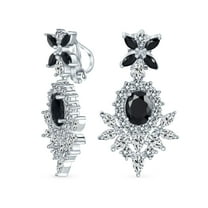 Bling Jewelry Womens Vintage Art Deco Clip-On Earrings with Simulated Gemstone CZ Chandelier Design