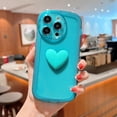 thumbnail image 3 of Compatible with iPhone 15 Pro Case for Women Girls Cute 3D Heart Clear Phone Case Camera Lens Protection Shockproof Transparent Round Frosted Edge Soft Silicone Cover 6.1 Inch (Blue), 3 of 8
