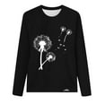 thumbnail image 4 of hxobax Cute Long Sleeve Tops for Womens Juniors Teens Fall Tshirts Dandelion Print Tunic Tee Blouses, 4 of 5
