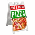 thumbnail image 1 of Hot Fresh Pizza (24" X 36") Deluxe A-Frame Signicade, Includes 2 Removable Panels & Stand, 1 of 4
