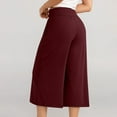 thumbnail image 7 of Puntoco Wide Leg Yoga Pants Petite Women'S Solid Color Pocket Drawstring Capris Casual Women'S Capris Capris Capris On Clearance Wine 10(XL), 7 of 7