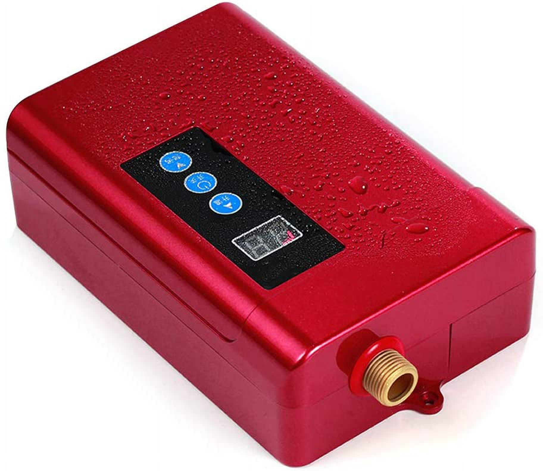 DENEST 3000W Tankless Electric Water Heater, Red/Black