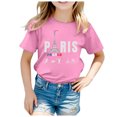 thumbnail image 1 of WEAIXIMIUNG Chemise à Phrase Enfants 2024 Thème France Mode Imprimé Manches Courtes Col Rond T-Shirt Hauts 8-9 Ans, 1 of 4