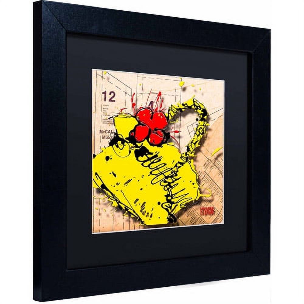 Trademark Fine Art "Flower Purse Red on Yellow" Canvas Art by Roderick Stevens, Black Matte, Black Frame