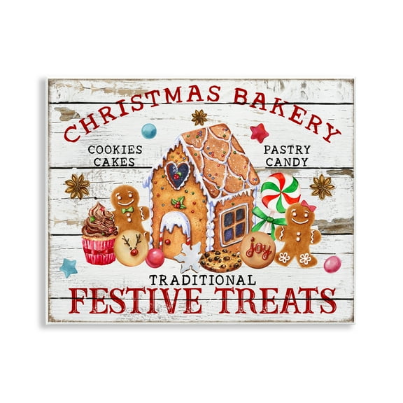 Stupell Industries Festive Treats Bakery Holiday Painting Unframed Art Prints Wall Art, 14 x 11