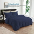 thumbnail image 6 of 500 TC 100% Egyptian Cotton Premium Duvet set Zipper Closur Ultra Soft Durable and Fade Resistant Color Navy Blue Stripe size Full, 6 of 7