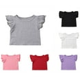 thumbnail image 4 of PENGXIANG T-Shirt d'Été à Manches Courtes pour Bébé Fille en Coton avec Col à Volants, 4 of 5