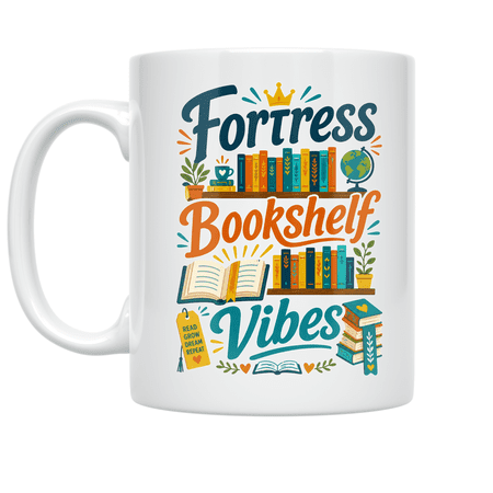 Fortress Bookshelf Vibes - Book Lover - 11 oz Ceramic Coffee Mug