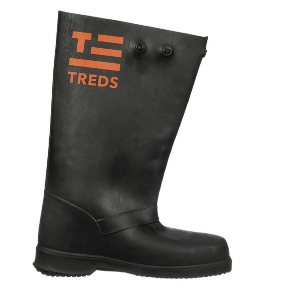 Treds Super Tough 17" Pull-On Stretch Rubber Overboots for Rain, Slush, Snow and Construction, Size Large, Black